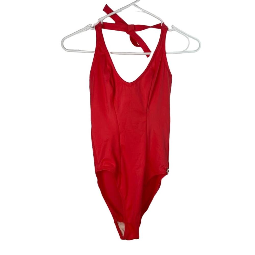 Freya Red One Piece Swimsuit Underwire Womens Small Halter Bathing Suit Coral